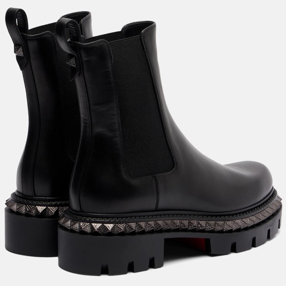 Christian Louboutin St Emilia Pyraclou Flat Black Calf Chelsea Lug Ankle Boot 39 - Picture 14 of 16